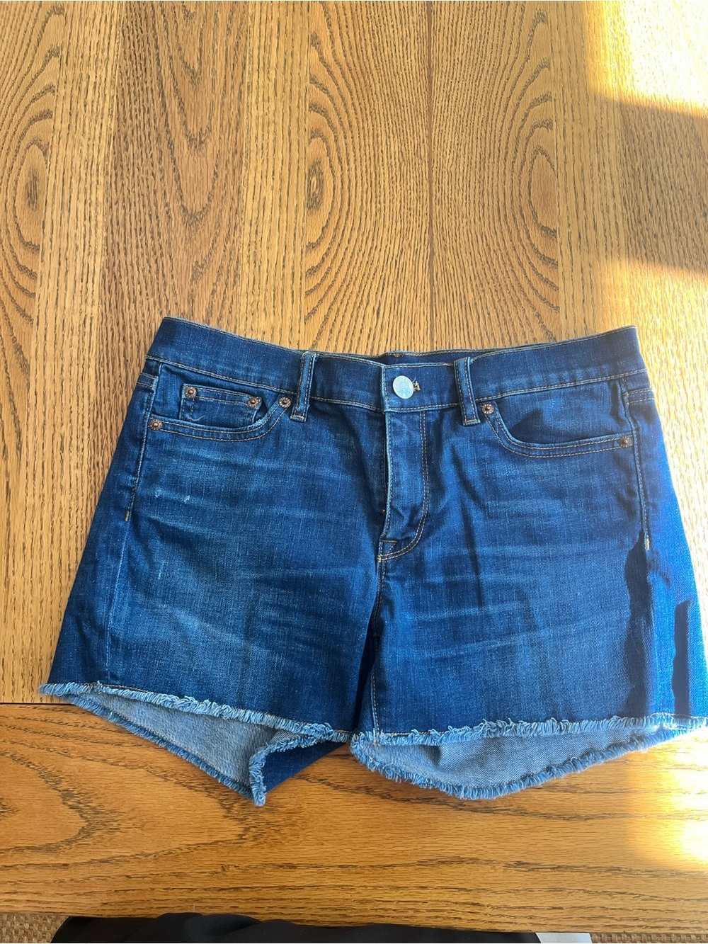 J. Crew Dark Blue Denim Frayed Hem Shorts